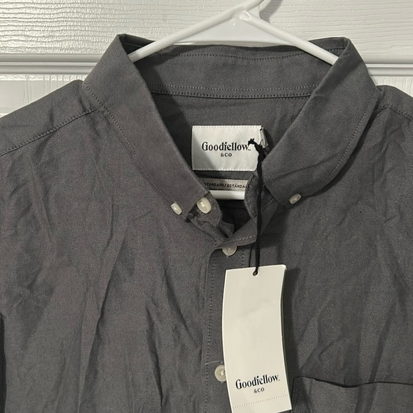 NWT Goodfellow Standard Fit Casual Button Down Dress Shirt Gray Size Large - Picture 2 of 5